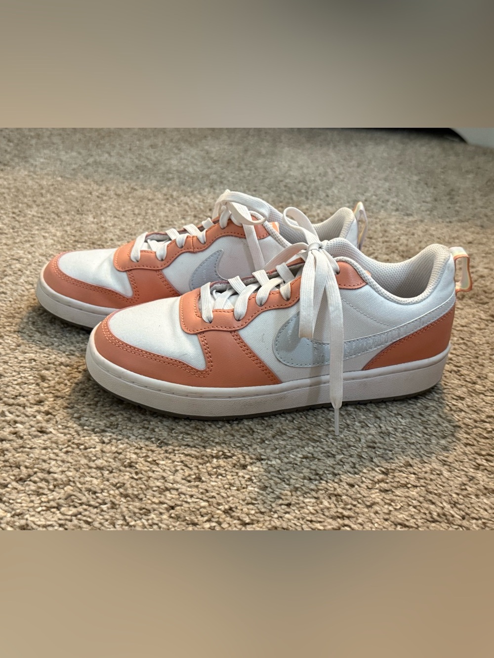 Nike Court Borough Low Sneakers White Peach Rainbow Youth 5.5Y/Women 7